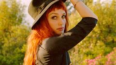 Woman redheads hats a