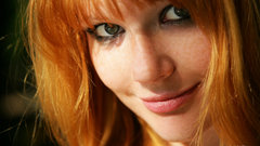 Woman redheads lips freckles