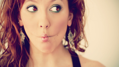 Woman redheads red eyes