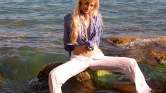 Woman rocks Beaches blondes wet clothing Zemani magazine