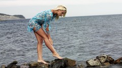 Woman rocks Beaches legs blondes models scenic bent over 