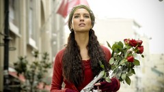 Woman roses gloves Actress brunettes models red rose turkish 