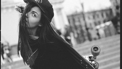 Woman Russia monochrome legs tattoos brunettes singers models 