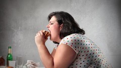 Woman sandwich Burger Time fat people