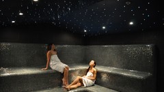 Woman Sauna blondes brunettes towels steam room