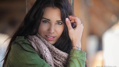 Woman scarfs brunettes supermodels Anja Zeidler