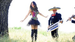 Woman Selena Gomez skirts brunettes singers knee high boots