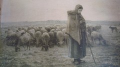 Woman sheep solitude artwork sheepherder Jean-François Millet