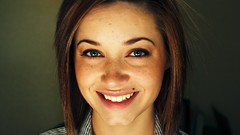 Woman shirts smiling blue eyes brunettes portraits Sierra Love