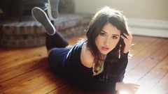 Woman Shoes socks brunettes necklaces laying on stomach Anne 