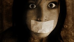 Woman silence vintage scared Depression brunettes