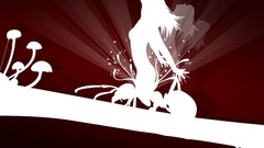 Woman silhouettes mushrooms