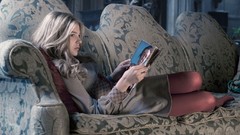 Woman sitting Actress blondes chloe moretz leggings Dark Shadows