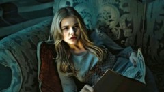 Woman sitting Actress blondes long hair chloe moretz Dark 