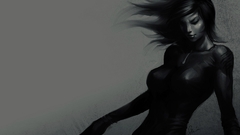 Woman sketches grayscale monochrome