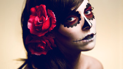 Woman skulls paintings Flowers