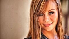 Woman smiling blue eyes brunettes capri Capri Anderson