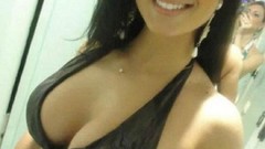 Woman smiling brunettes cleavage Latina busty tight dress thelma