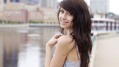Woman smiling brunettes models Taylor Penshorn