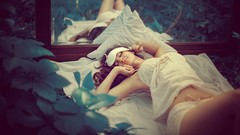 Woman smiling panties small boobs