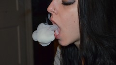 Woman smoke marijuana nose ring