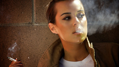 Woman smoking faces Olivia