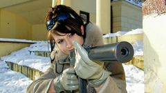 Woman snow outdoors weapons