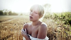 Woman spikelets sunlight cleavage Alexandra Cameron