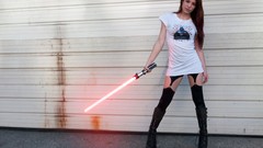 Woman star wars lightsabers Okami (suicide girls)
