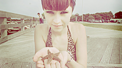 Woman Stars shore Sea