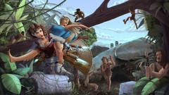 Woman steampunk Tarzan forests