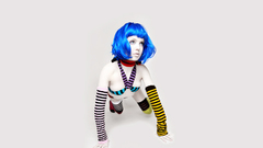 Woman stockings blue hair