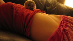 Woman stomach hedgehogs pajamas