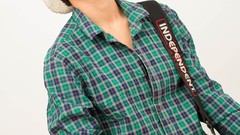 Woman studio shirts guitars bass guitars lumberjack Loredana 