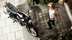 Woman sunglasses blondes triumph bonneville motorbikes