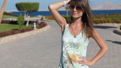 Woman sunglasses outdoors brunettes Met-Art magazine Mia D