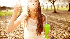 Woman sunlight brunettes blowing bubbles Taylor McCutchan