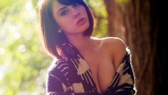 Woman sunlight brunettes models boobs girls in nature Anna Cash