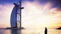 Woman sunset dubai Beaches