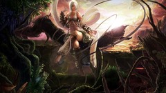 Woman sunset jungle white