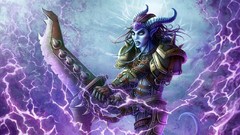 Woman Swords world of warcraft draenei fantasy art female 