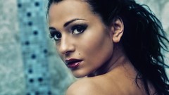 Woman Tamara faces black hair red lipstick