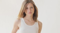 Woman tank tops brown eyes brunettes models no bra nipples 