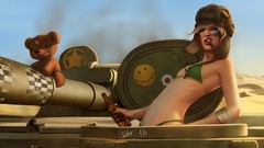 Woman tanks teddy bears bikini beers tank girl