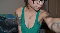Woman tattoos brunettes necklaces girls with glasses self shot 