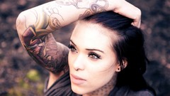 Woman tattoos brunettes piercings arabella drummond