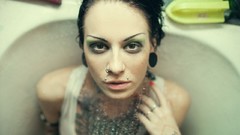 Woman tattoos brunettes piercings models Russians pierced lips 