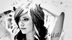 Woman tattoos christina perri brunettes grayscale