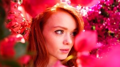 Woman tattoos green eyes redheads pale skin Lass-model Julie 