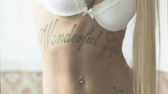 Woman tattoos lingerie freckles boobs Russians Bantik Boy